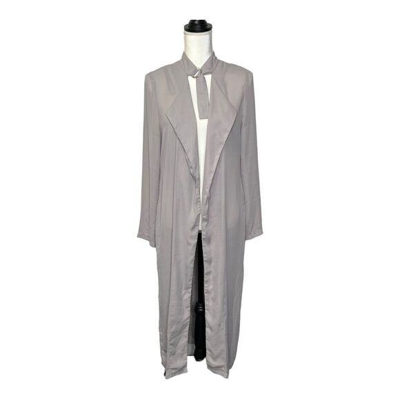 Missguided Jackets & Blazers - Missguided Women Solid Gray Duster Coat Long Sleeve Open Front D-Ring Neck Strap